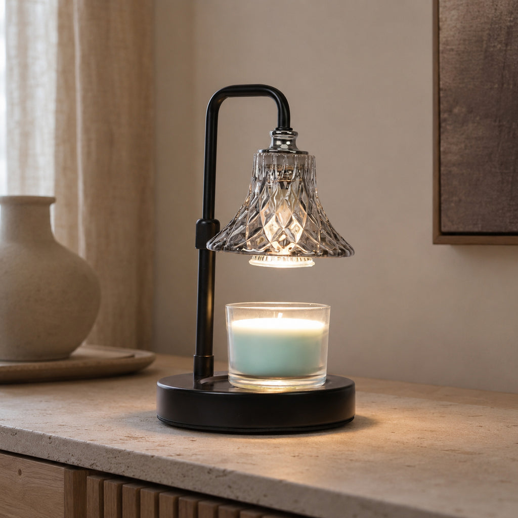 Vintage Diamond Glass Candle Warmer Lamp