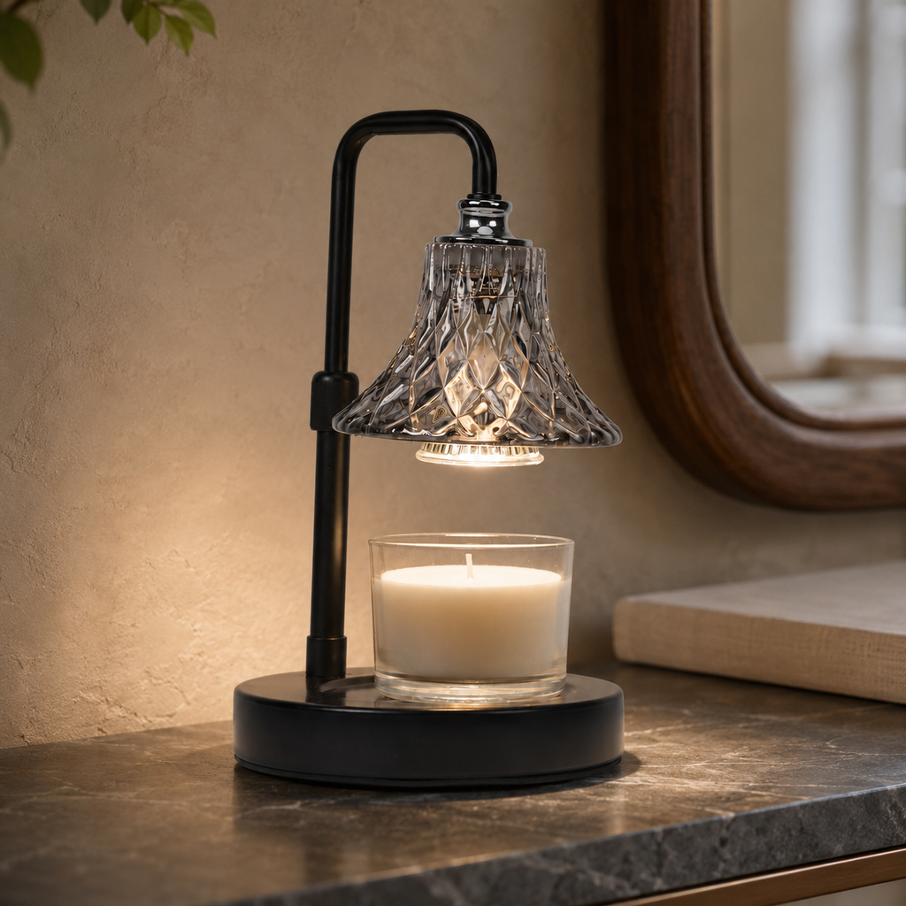 Vintage Diamond Glass Candle Warmer Lamp