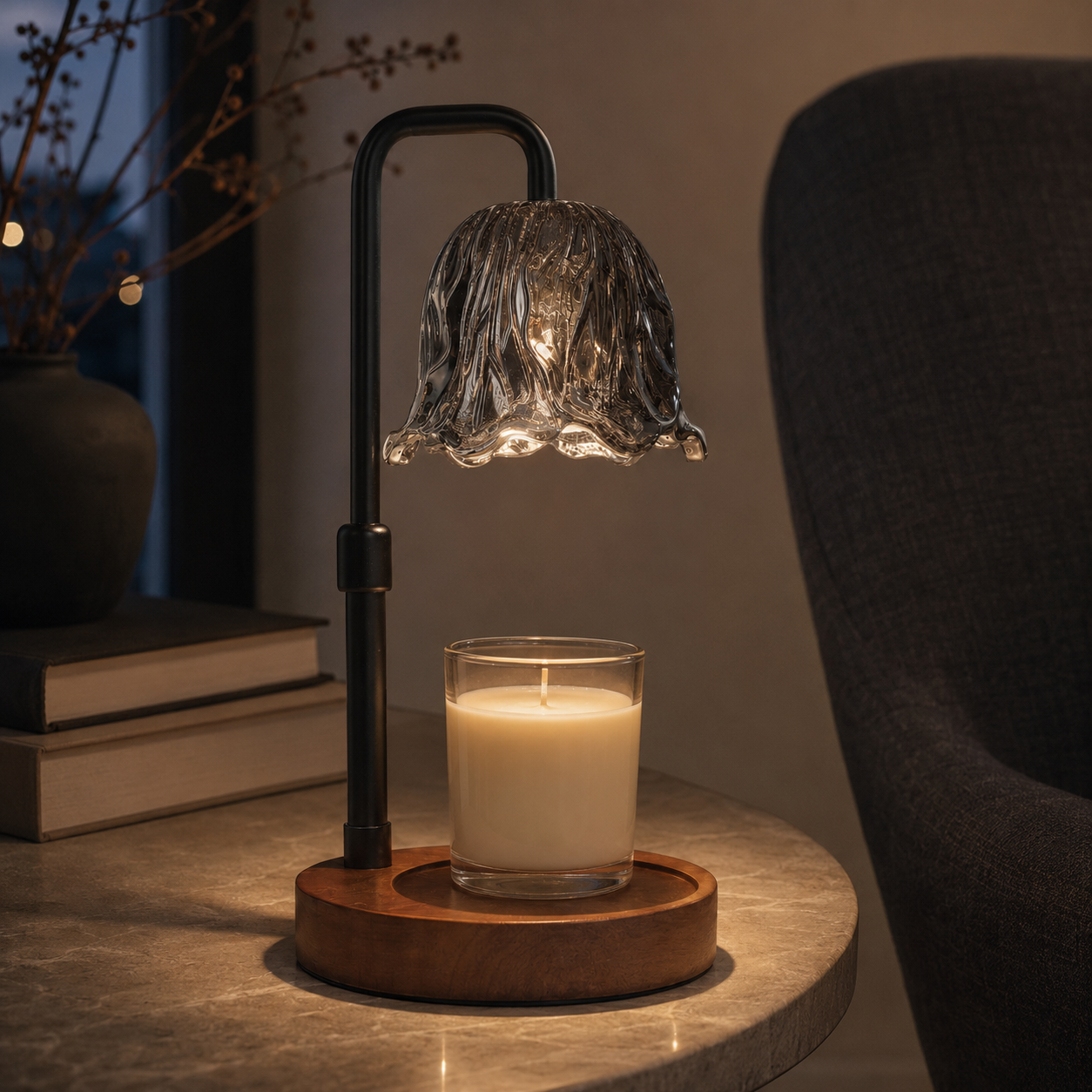 Smoked Bloom Candle Warmer Lamp