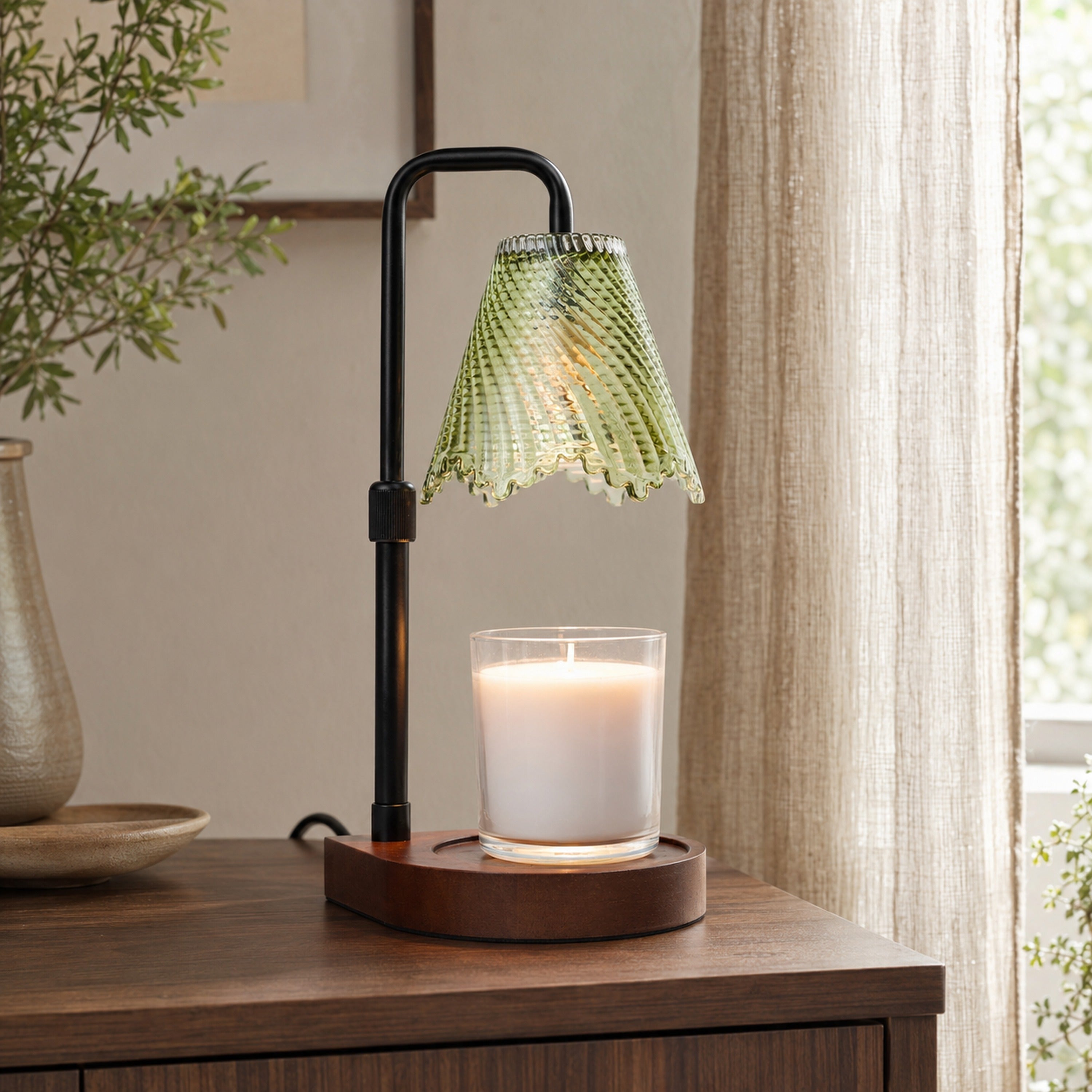 Sage Pleat Candle Warmer Lamp