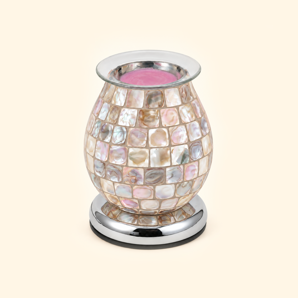 Champagne Pearl Mosaic Glass Illumination Wax Warmer