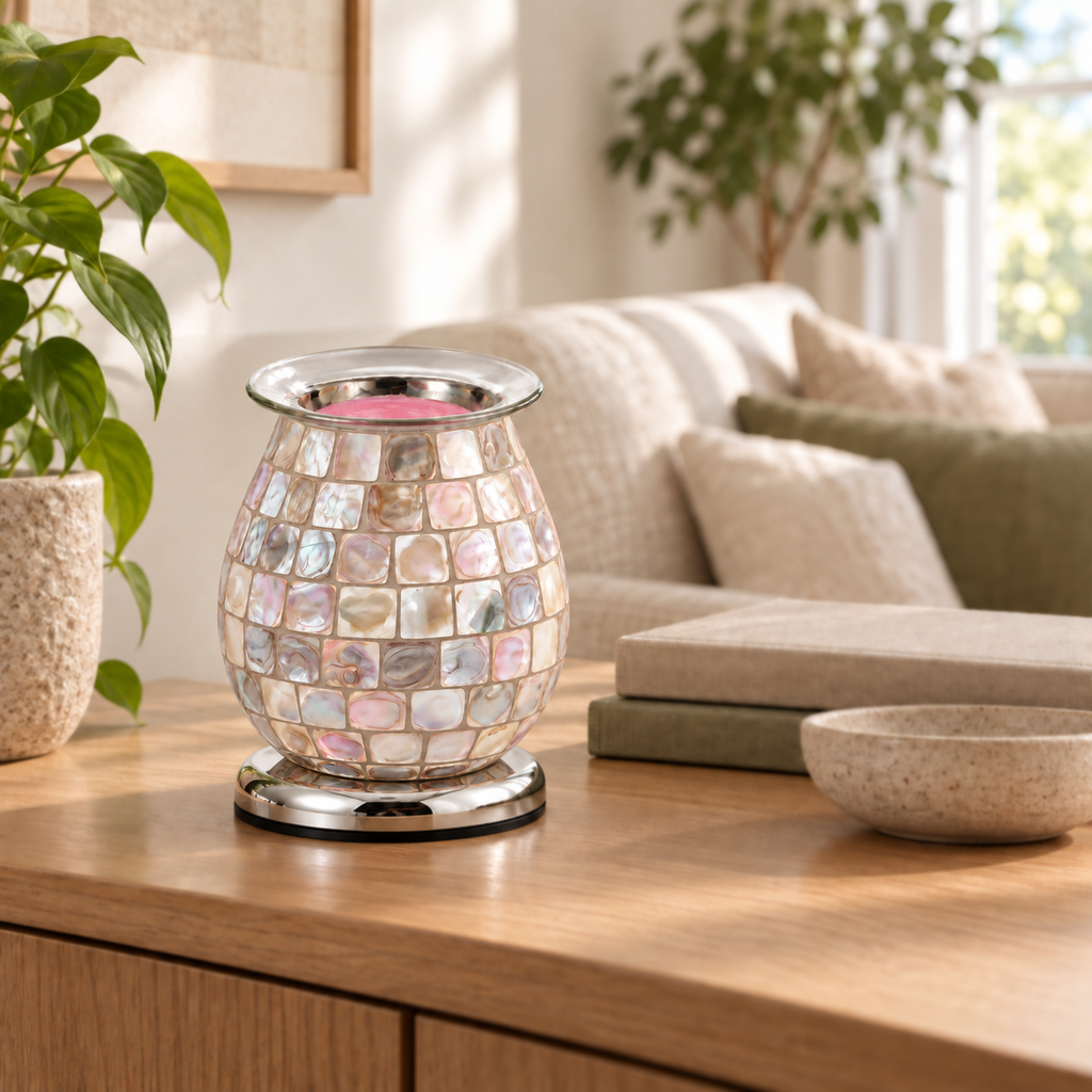 Champagne Pearl Mosaic Glass Illumination Wax Warmer