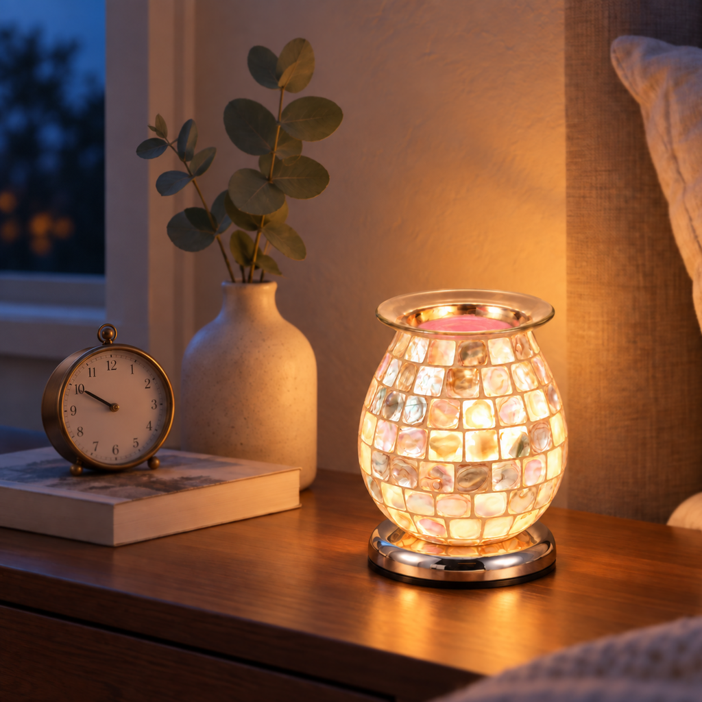 Champagne Pearl Mosaic Glass Illumination Wax Warmer
