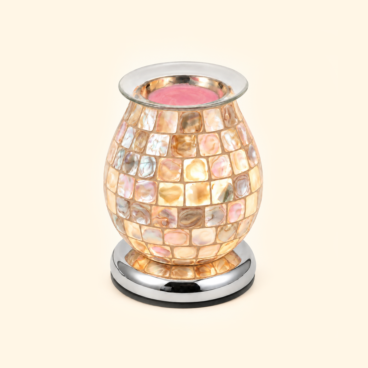 Champagne Pearl Mosaic Glass Illumination Wax Warmer