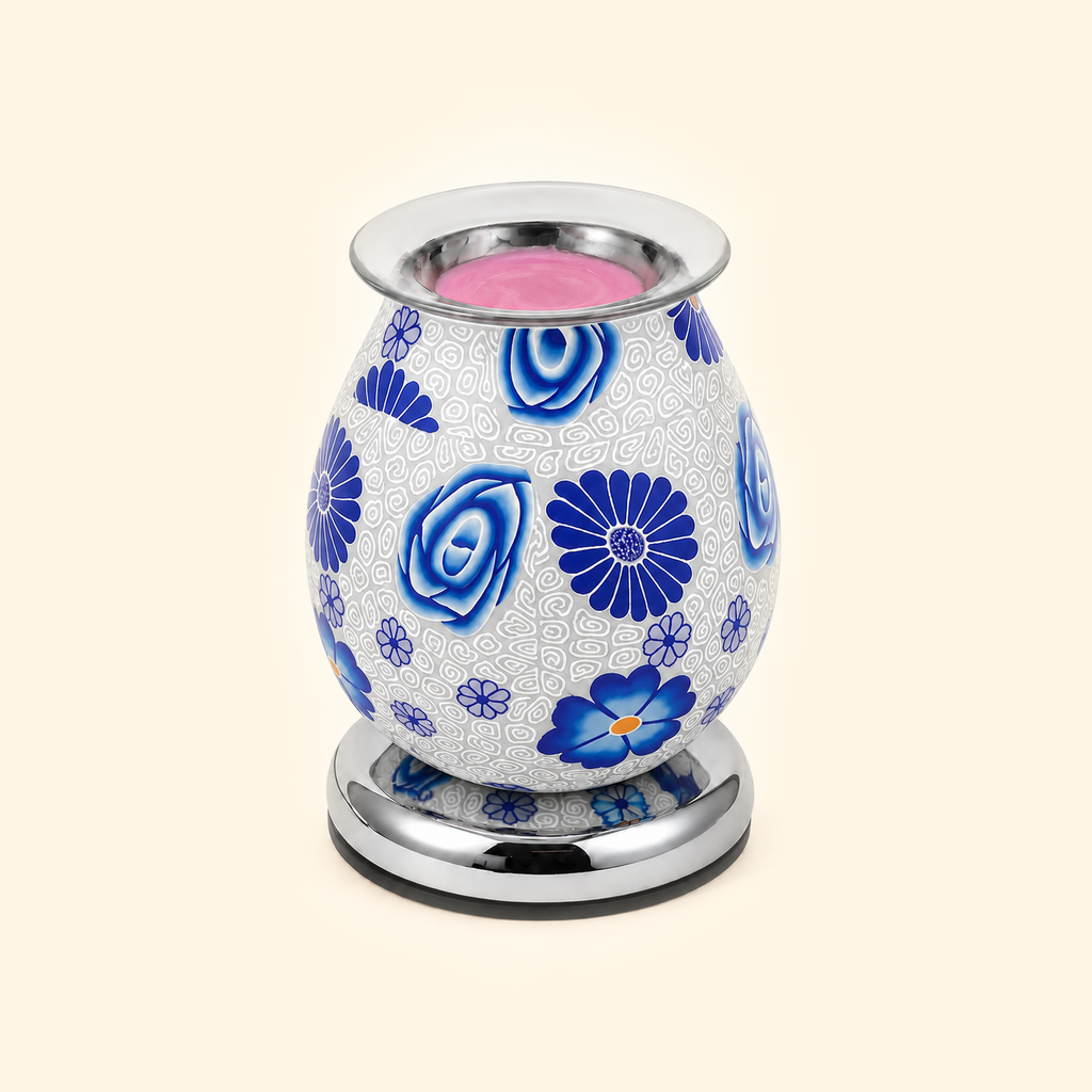Cobalt Blue Floral Glass Illumination Wax Warmer