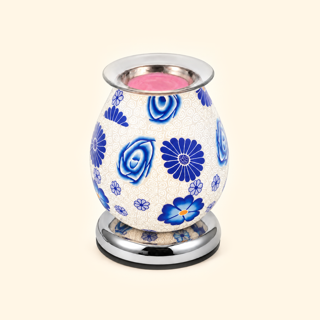 Cobalt Blue Floral Glass Illumination Wax Warmer