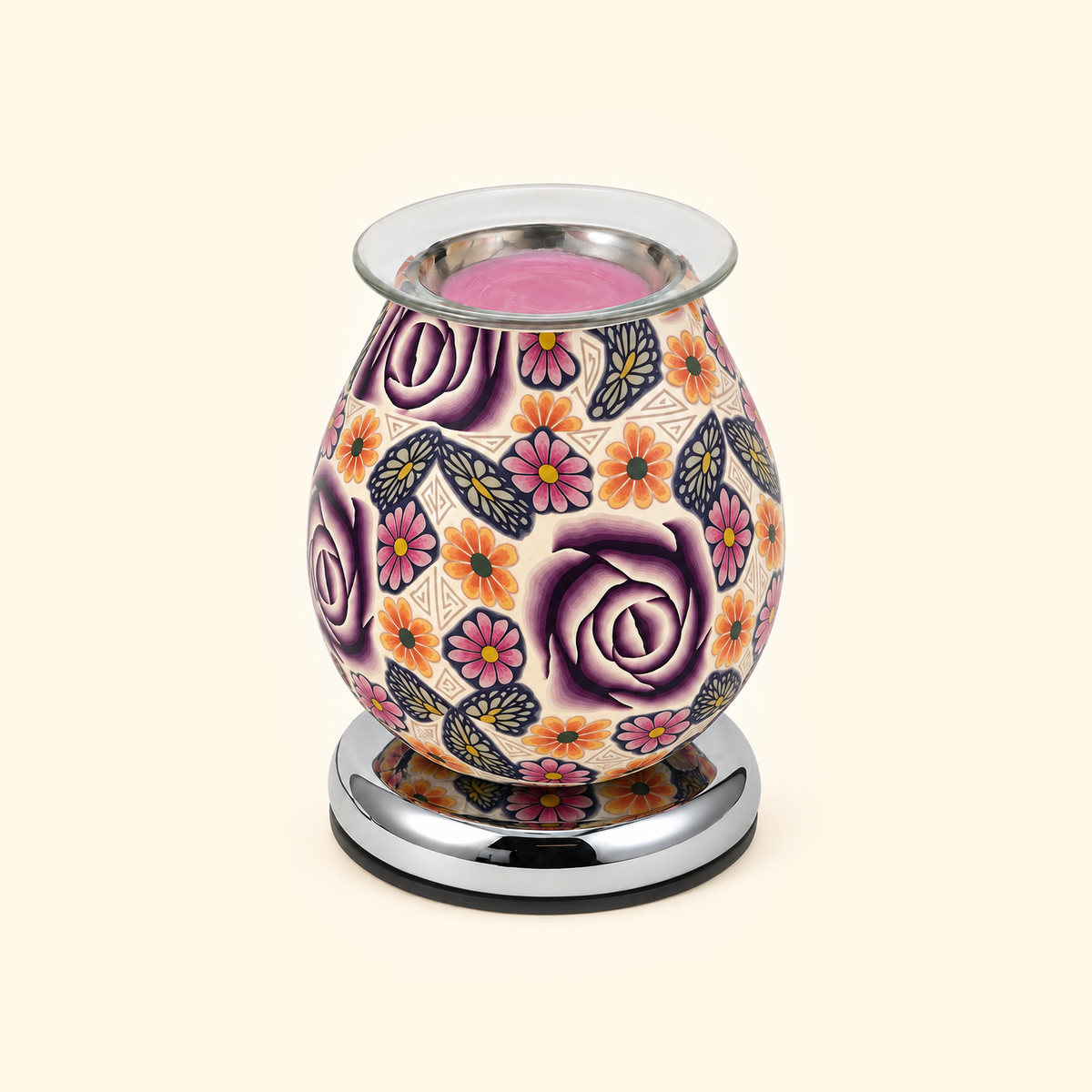 Purple Rose Garden Glass Illumination Wax Warmer