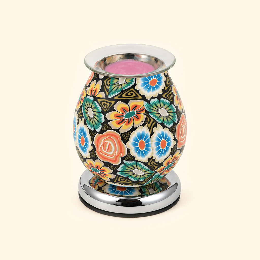 Midnight Multicolor Floral Glass Illumination Wax Warmer