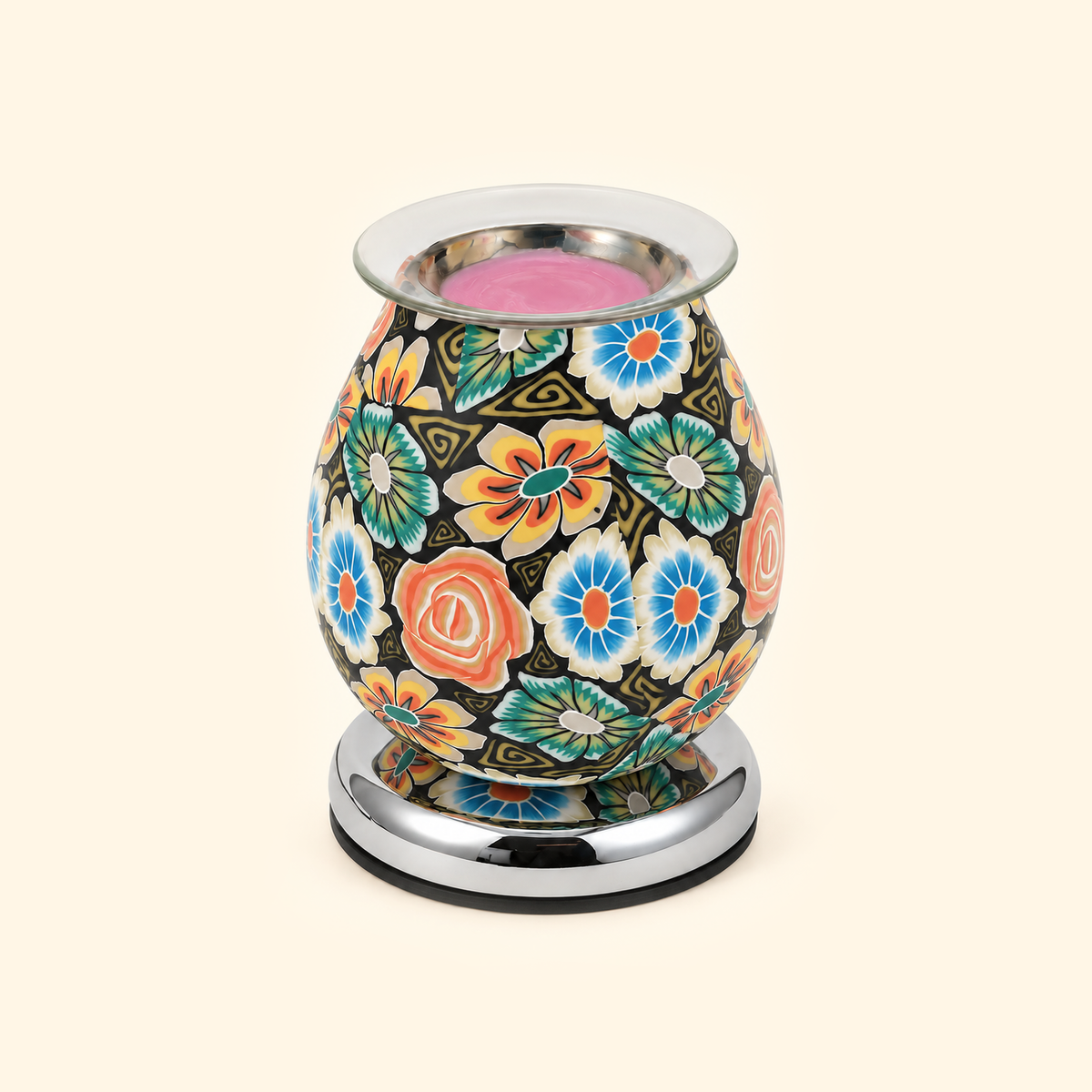 Midnight Multicolor Floral Glass Illumination Wax Warmer