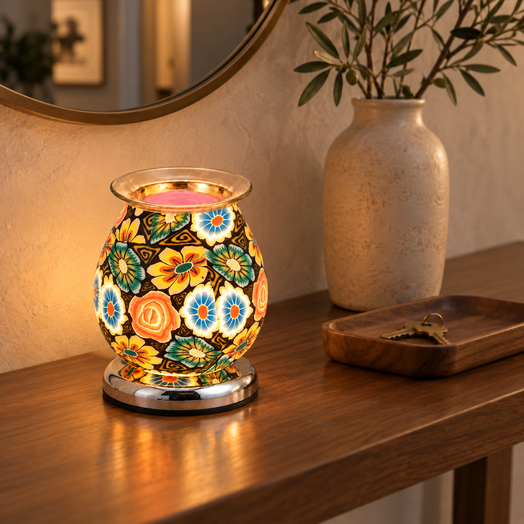 Midnight Multicolor Floral Glass Illumination Wax Warmer