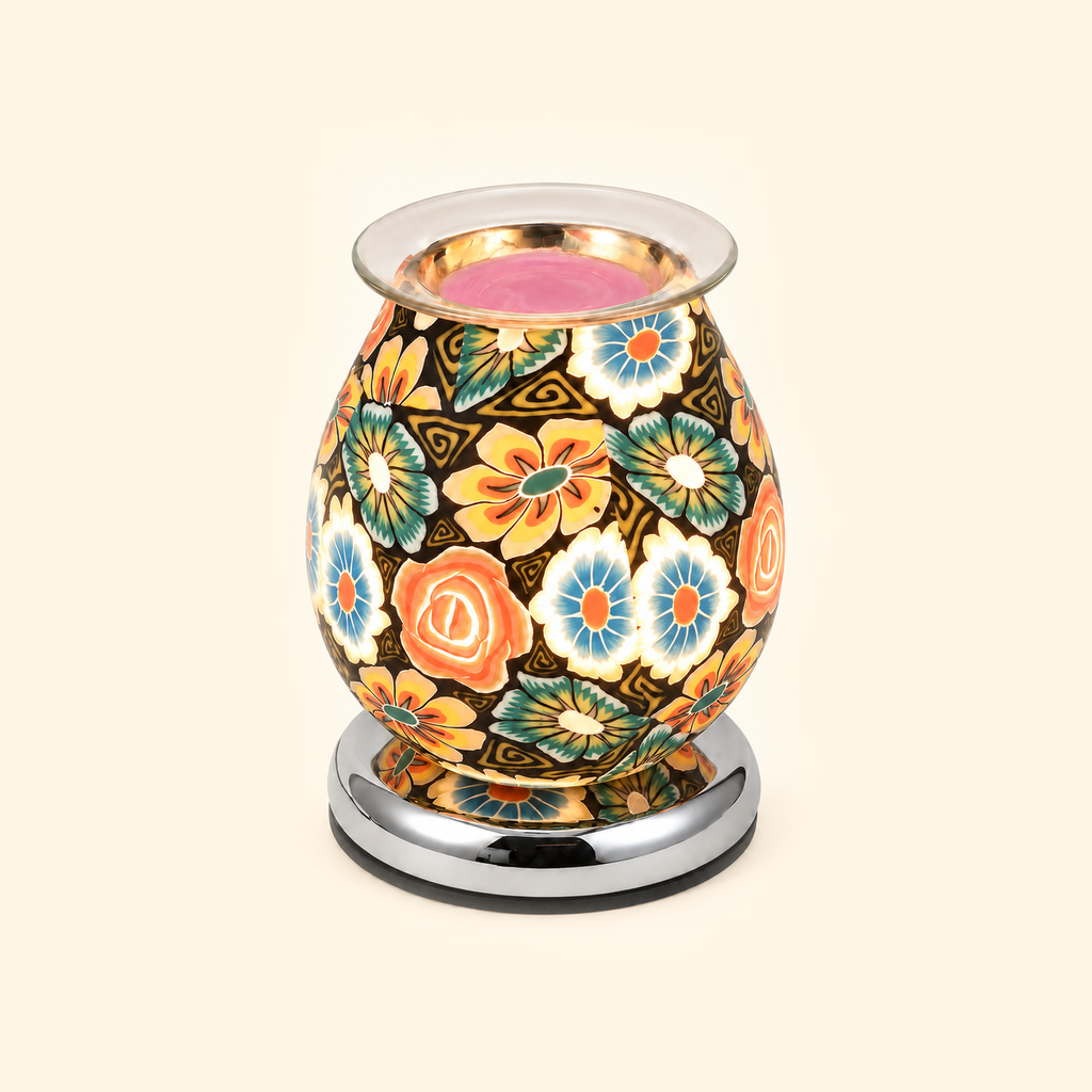 Midnight Multicolor Floral Glass Illumination Wax Warmer