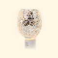 Clear Crystal Mosaic Pluggable Wax Warmer with transparent mosaic glass, front view.