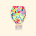 Kaleidoscope Mosaic Plug-In Wax Warmer with colorful geometric mosaic glass, front view.